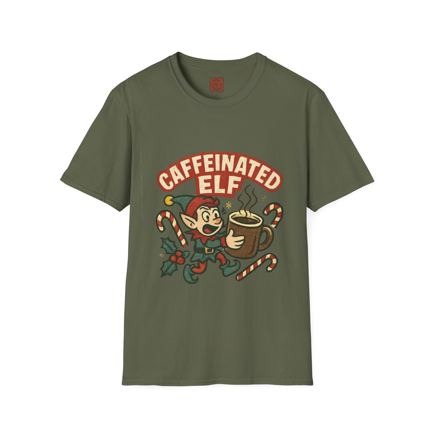 Caffeinated Elf | Funny Christmas Coffee Lover Unisex T-Shirt