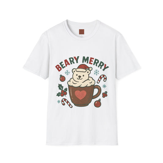 Beary Merry | Cute Christmas Coffee Lover Unisex T-Shirt