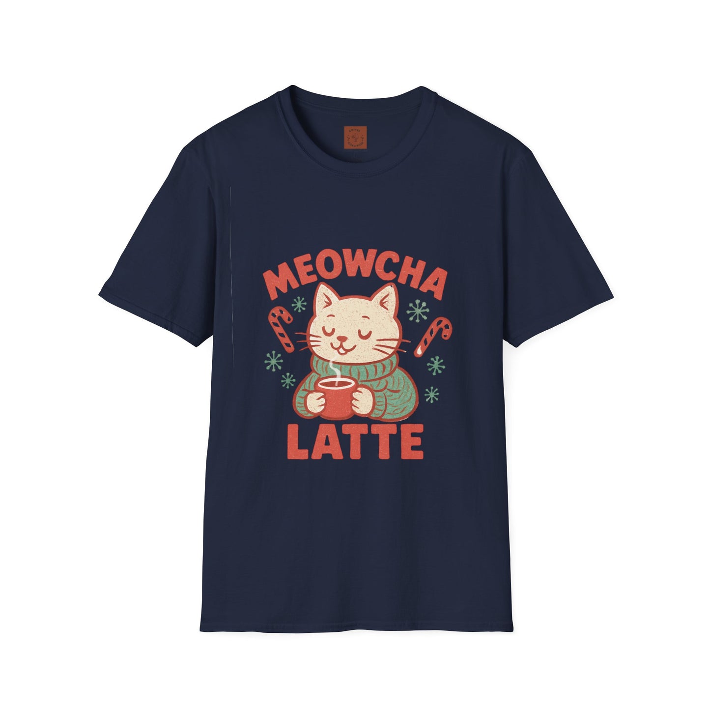 Meowcha Latte | Cozy Cat Christmas Coffee Lover Unisex T-Shirt