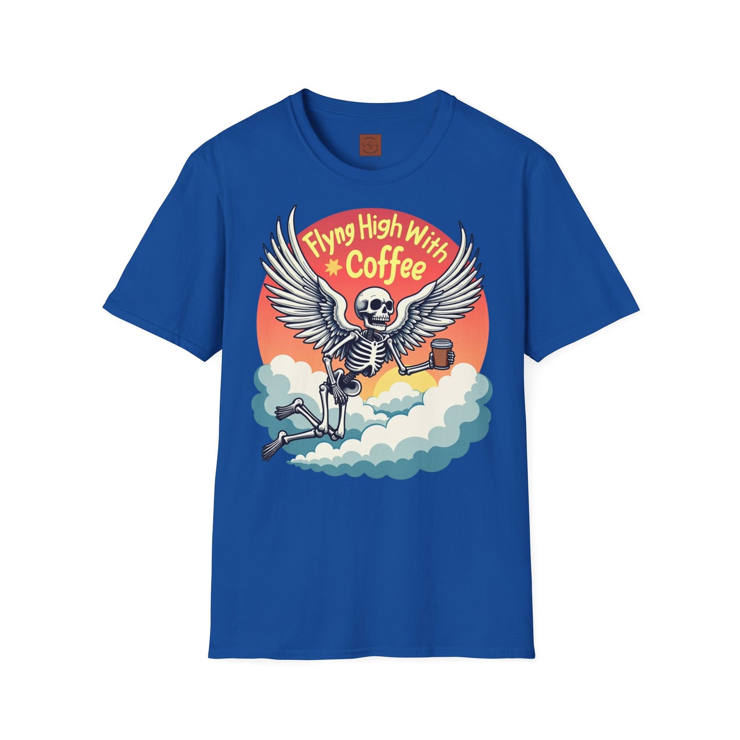 Flying High With Coffee | Skeleton Wings Tee