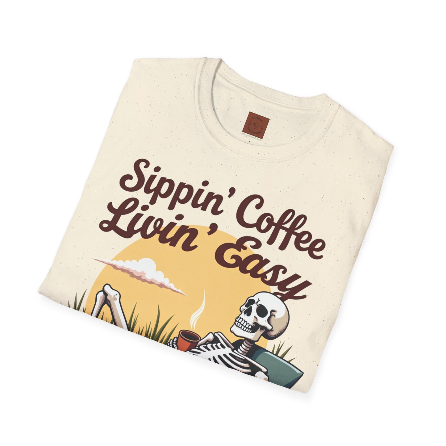 Sippin’ Coffee, Livin’ Easy | Chill Skeleton Coffee Tee