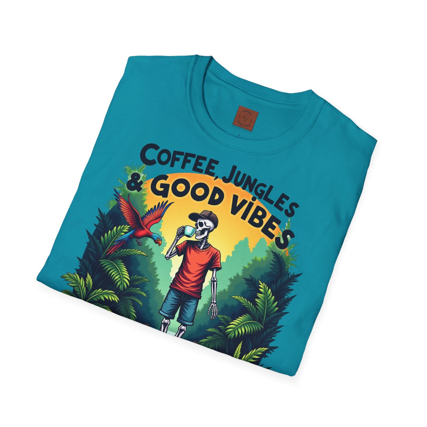 Coffee Jungles & Good Vibes | Funny Skeleton Coffee T-Shirt