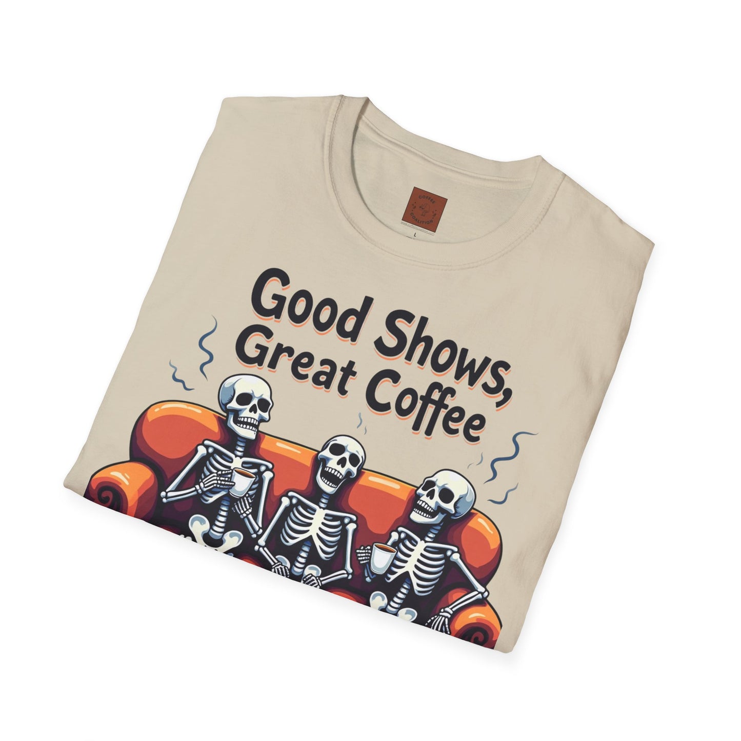 Good Shows, Great Coffee, Best Vibes | Skeleton Chill Crew Tee