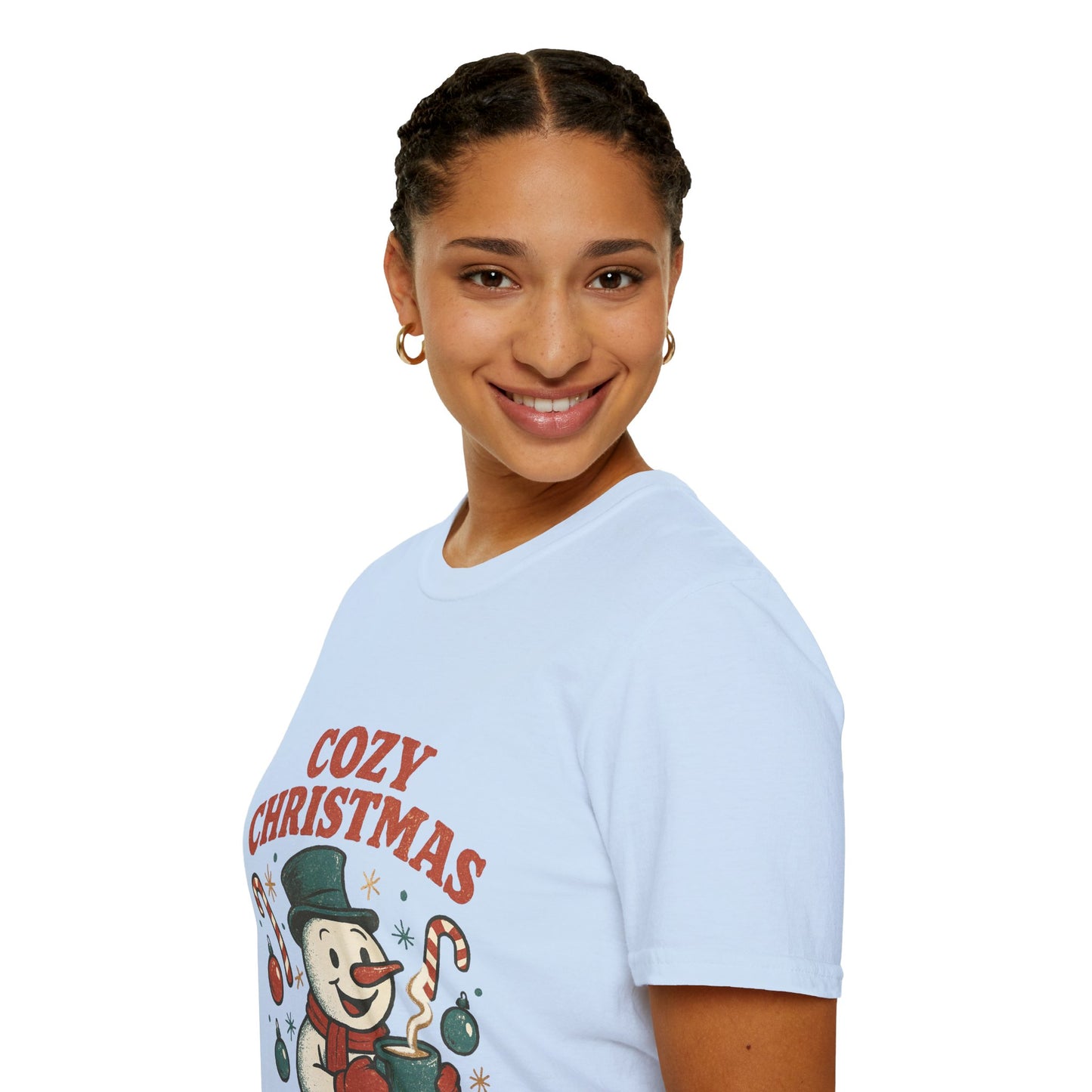 Cozy Christmas | Retro Snowman Coffee Lover Unisex T-Shirt