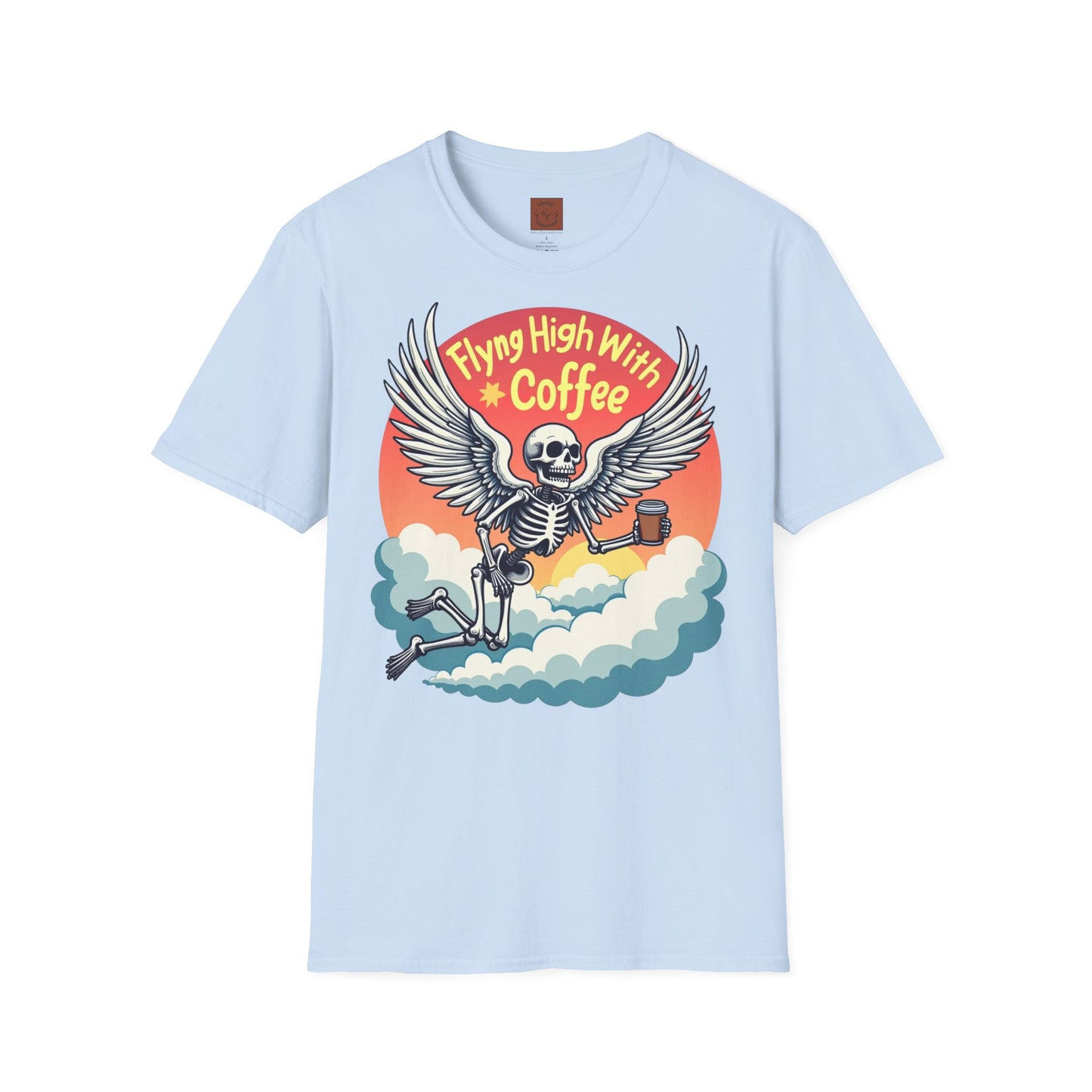 Flying High With Coffee | Skeleton Wings Tee
