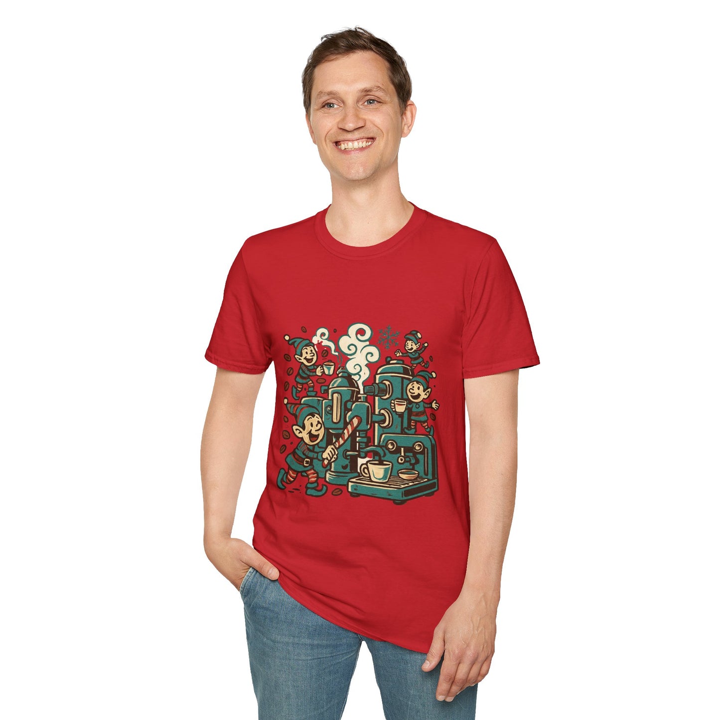 Elf Espresso Factory | Funny Christmas Coffee Lovers Unisex T-Shirt
