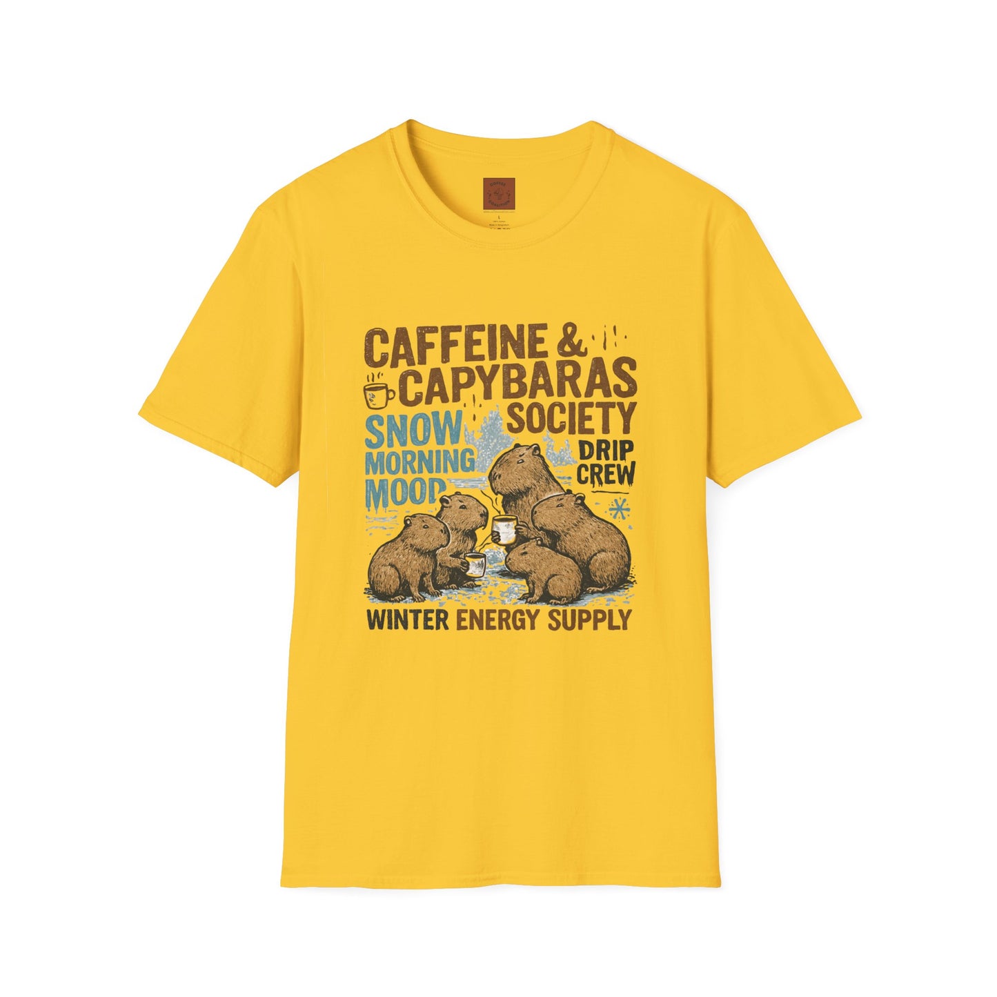 Caffeine & Capybaras Society | Funny Winter Coffee Lover Unisex T-Shirt