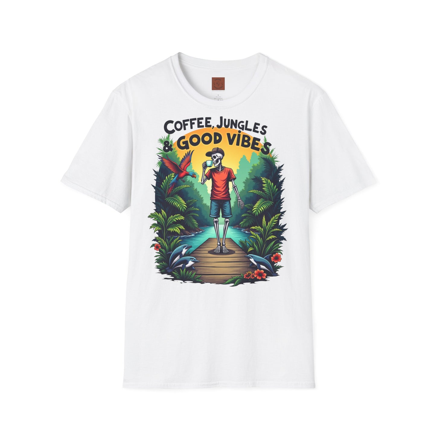 Coffee Jungles & Good Vibes | Funny Skeleton Coffee T-Shirt