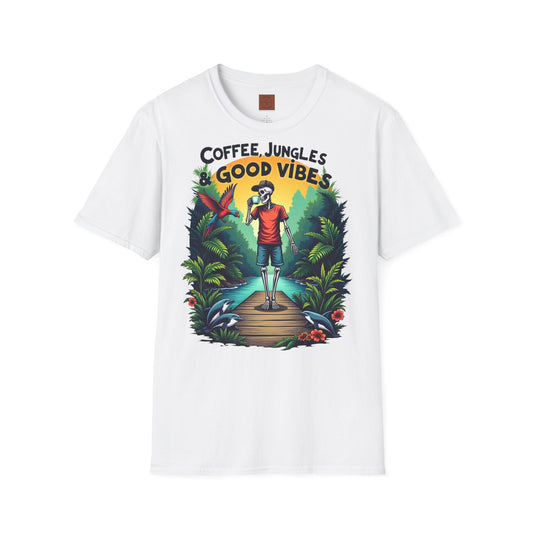 Coffee Jungles & Good Vibes | Funny Skeleton Coffee T-Shirt
