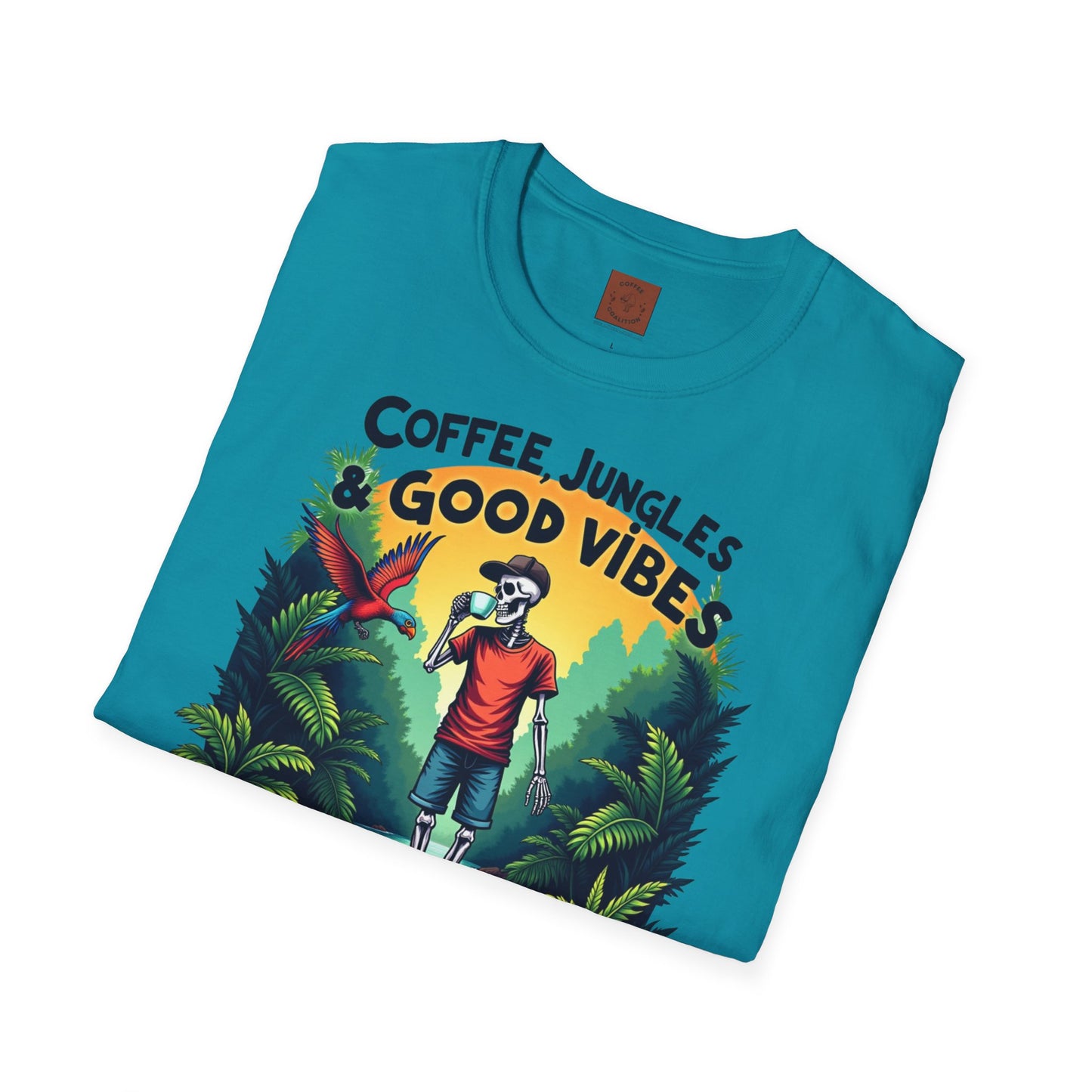 Coffee Jungles & Good Vibes | Funny Skeleton Coffee T-Shirt