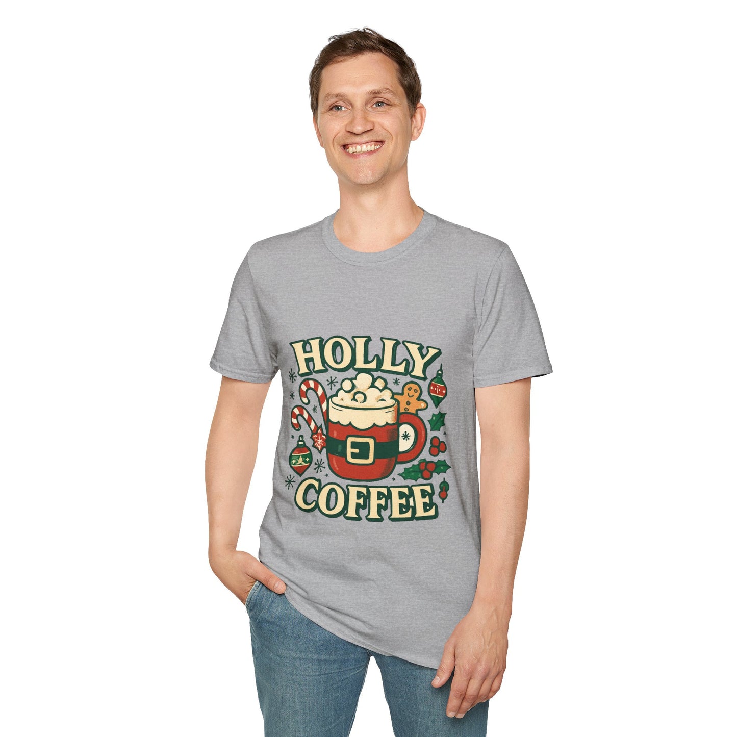 Holly Coffee | Festive Christmas Coffee Lover Unisex T-Shirt