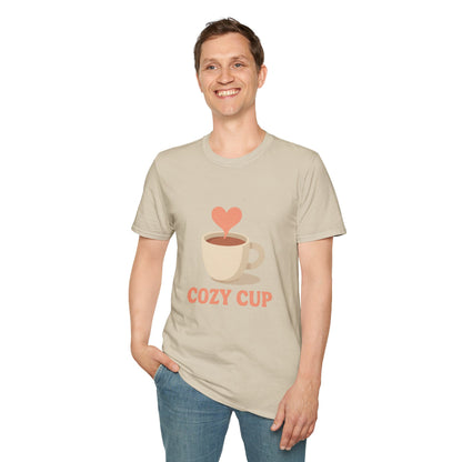 Cozy Cup – Unisex Cute Coffee Lover T-Shirt