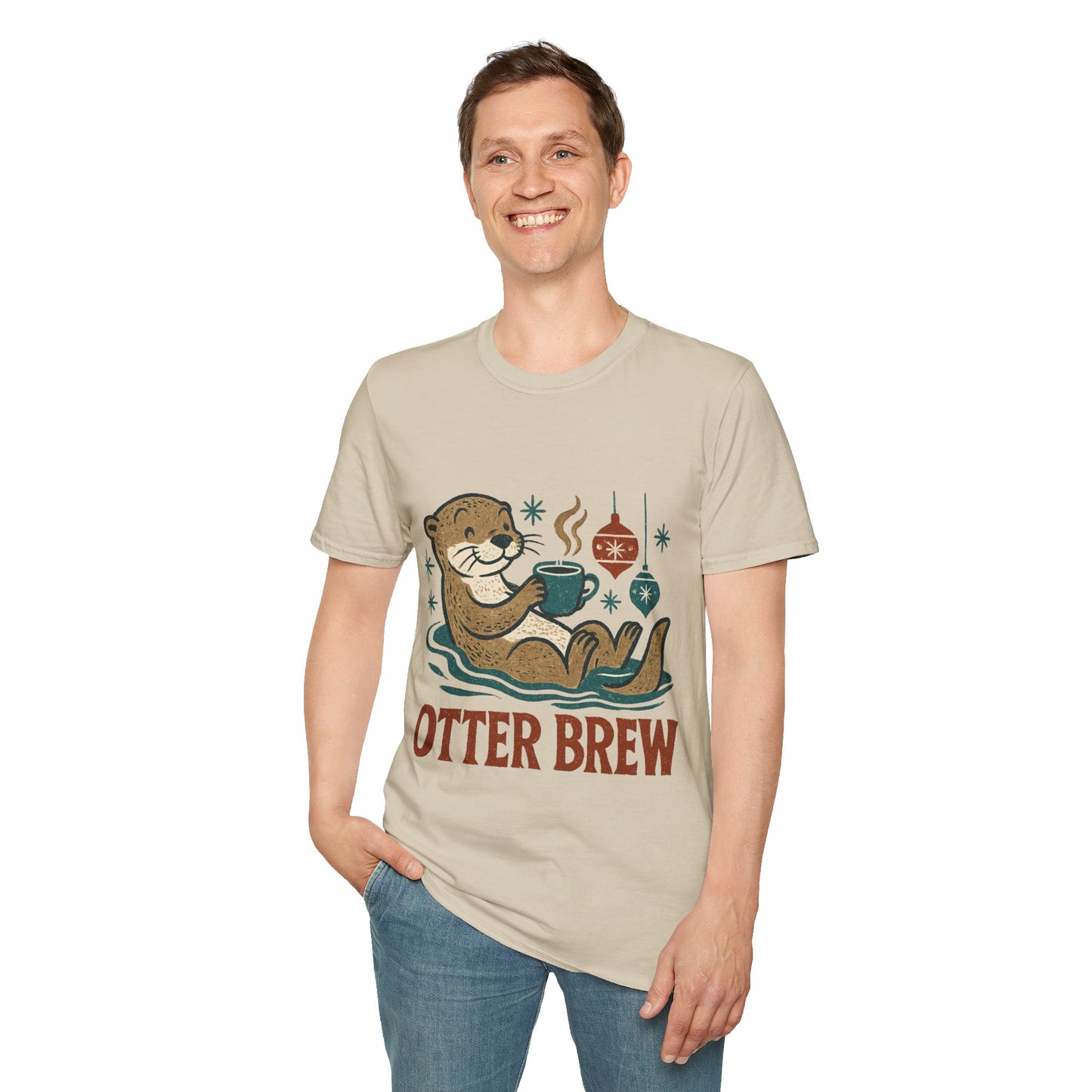 Otter Brew | Cute Coffee Lover Christmas Unisex T-Shirt