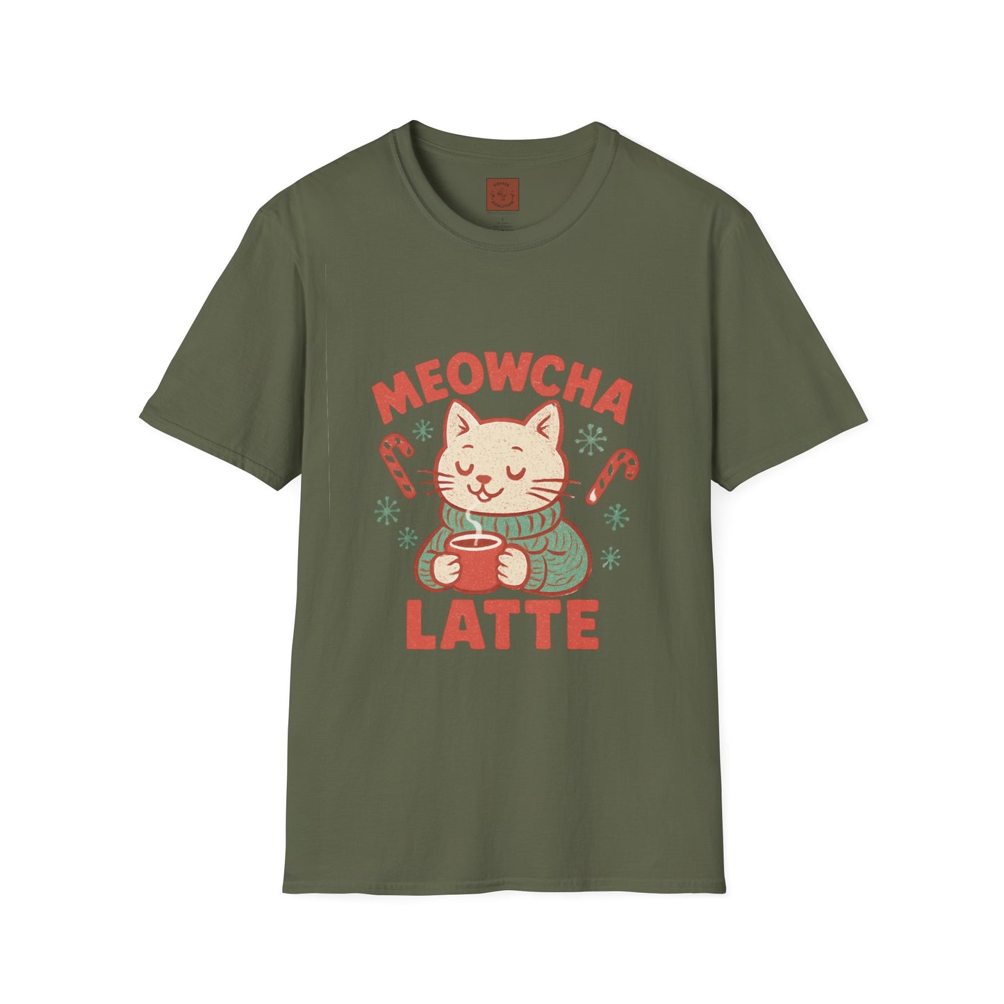 Meowcha Latte | Cozy Cat Christmas Coffee Lover Unisex T-Shirt