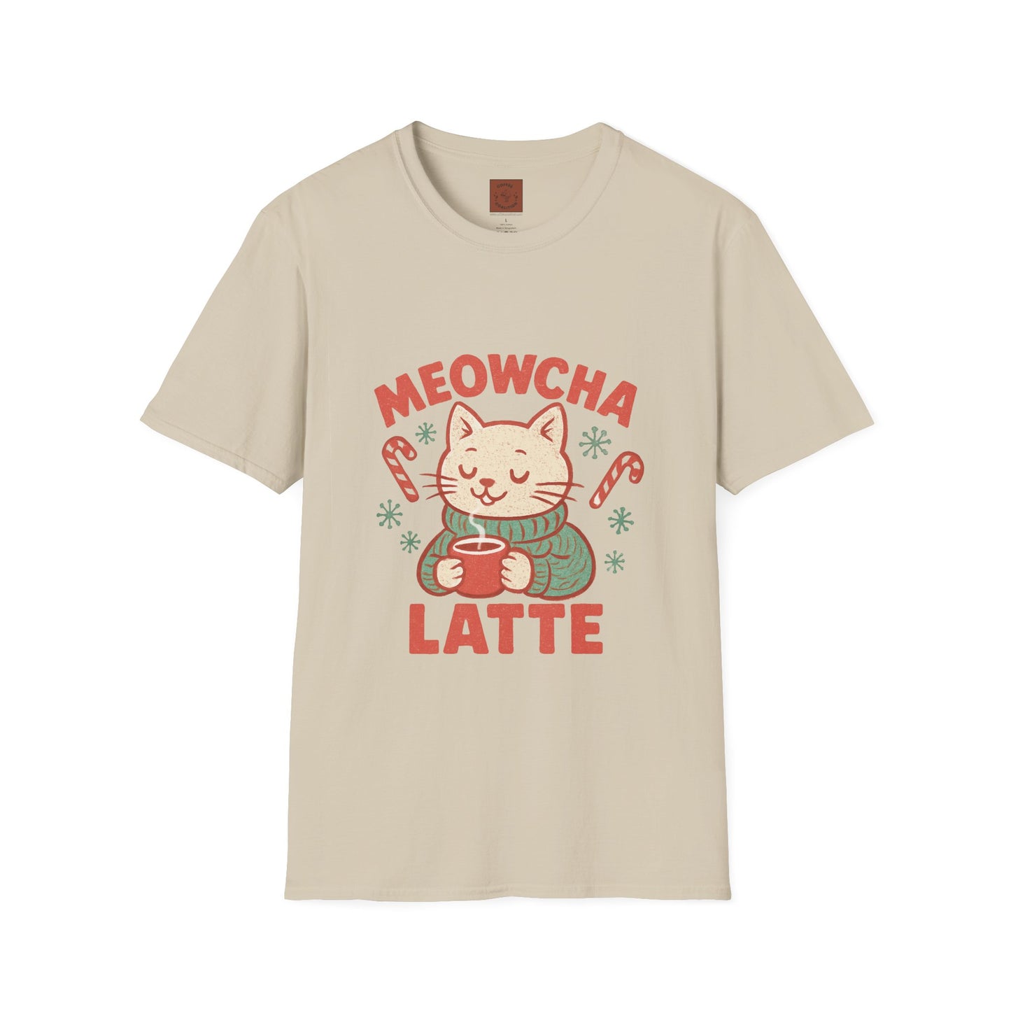 Meowcha Latte | Cozy Cat Christmas Coffee Lover Unisex T-Shirt