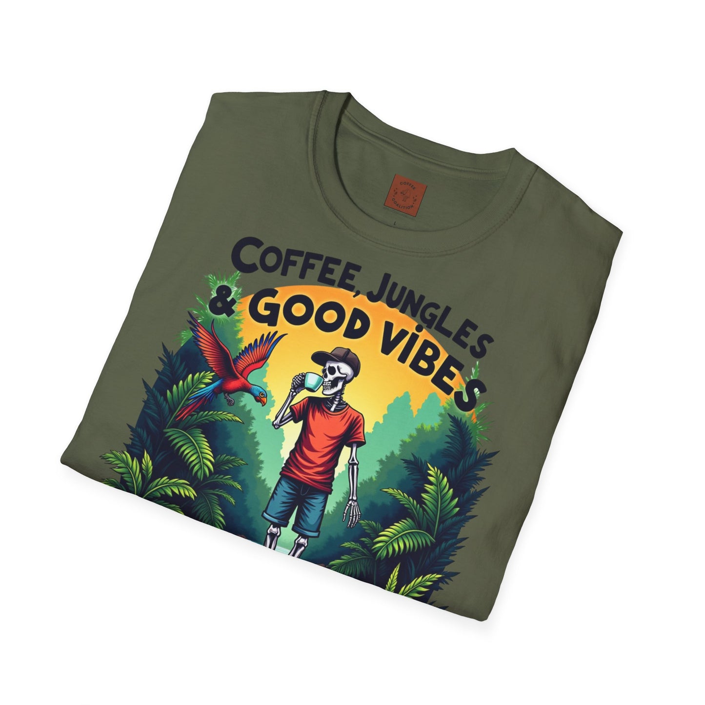Coffee Jungles & Good Vibes | Funny Skeleton Coffee T-Shirt