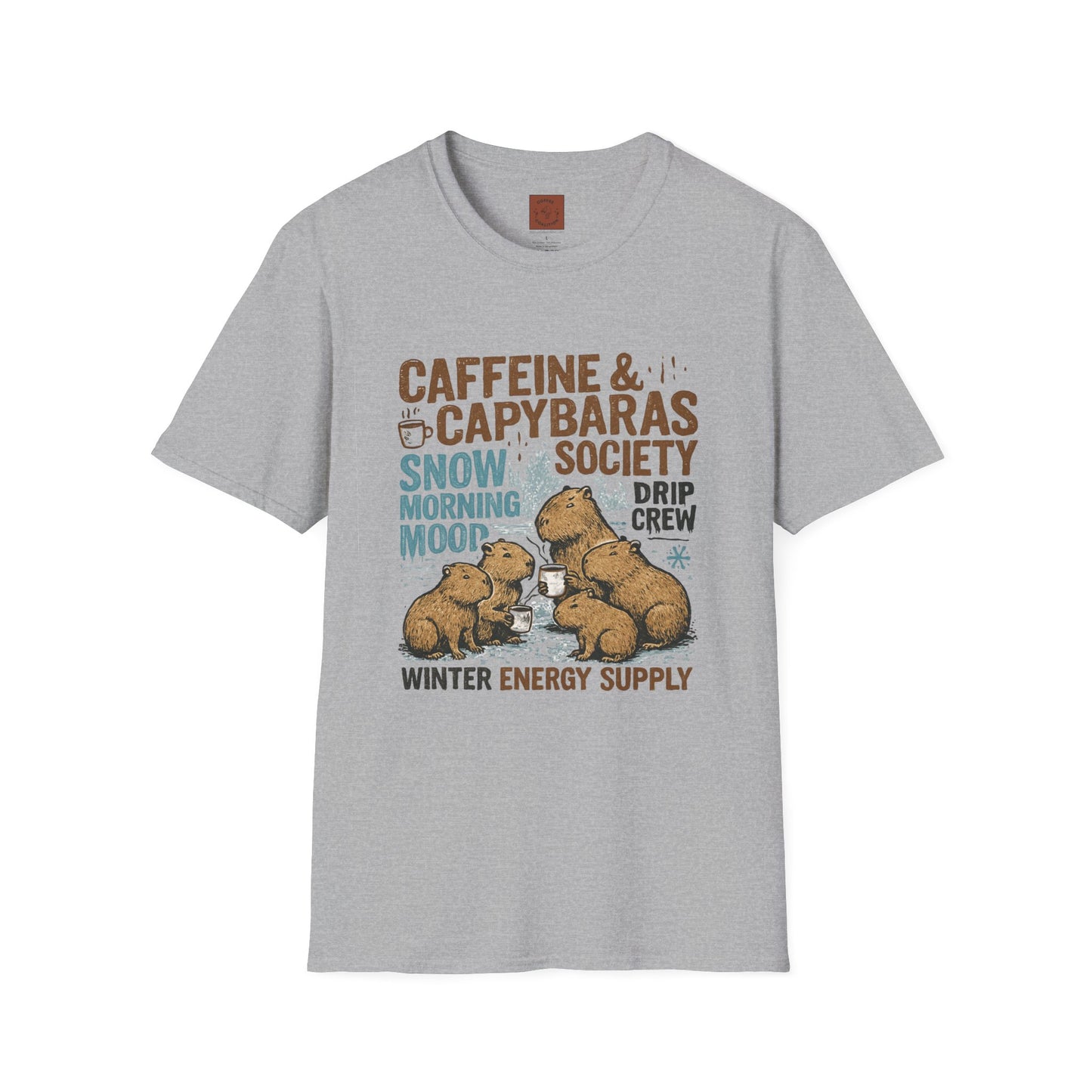 Caffeine & Capybaras Society | Funny Winter Coffee Lover Unisex T-Shirt
