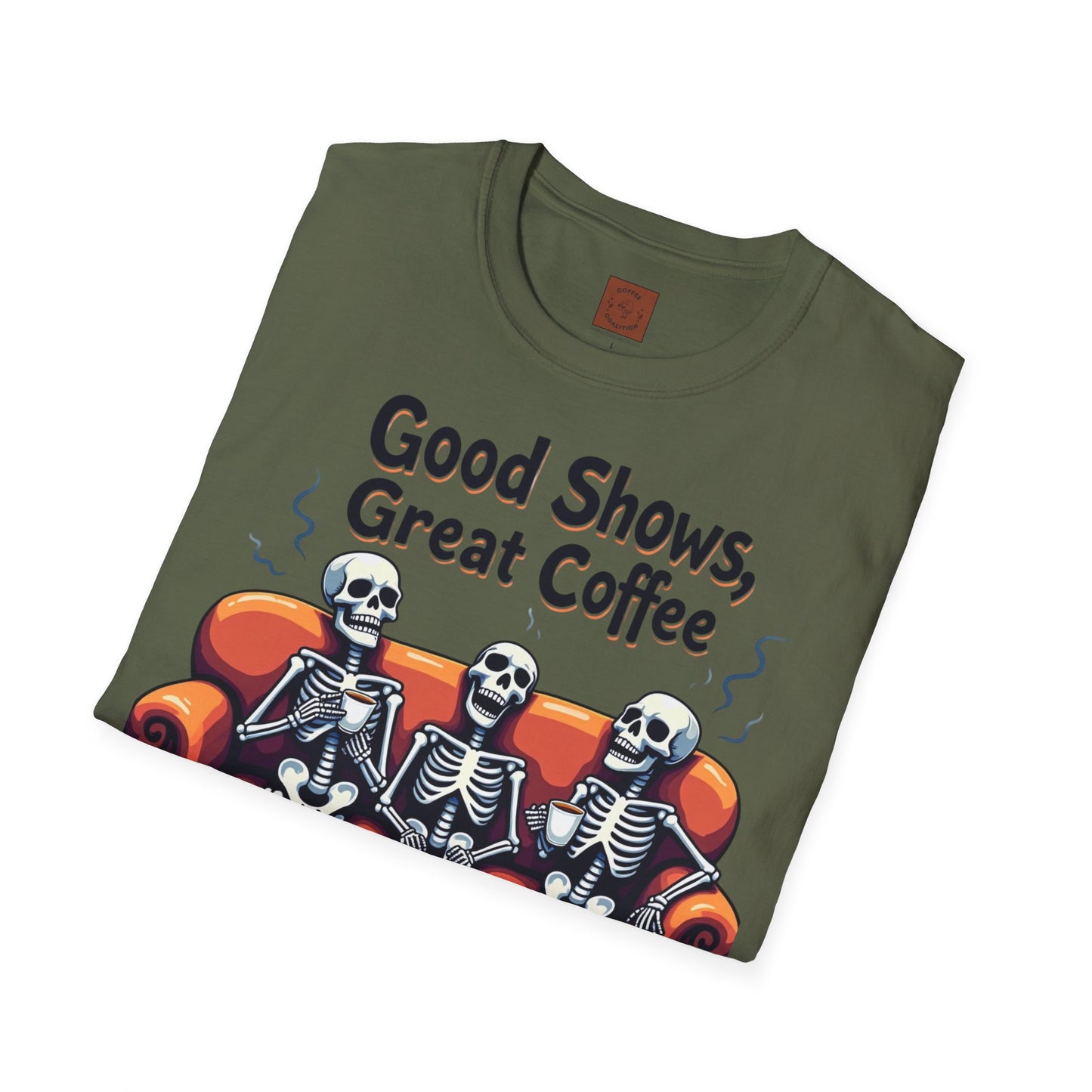 Good Shows, Great Coffee, Best Vibes | Skeleton Chill Crew Tee