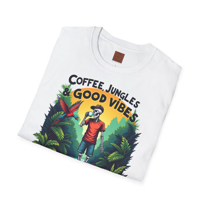 Coffee Jungles & Good Vibes | Funny Skeleton Coffee T-Shirt