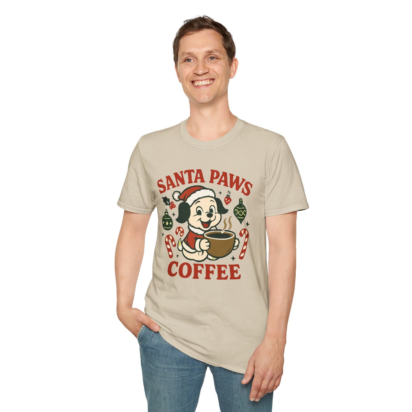 Santa Paws Coffee | Funny Dog Coffee Lover Christmas Unisex T-Shirt