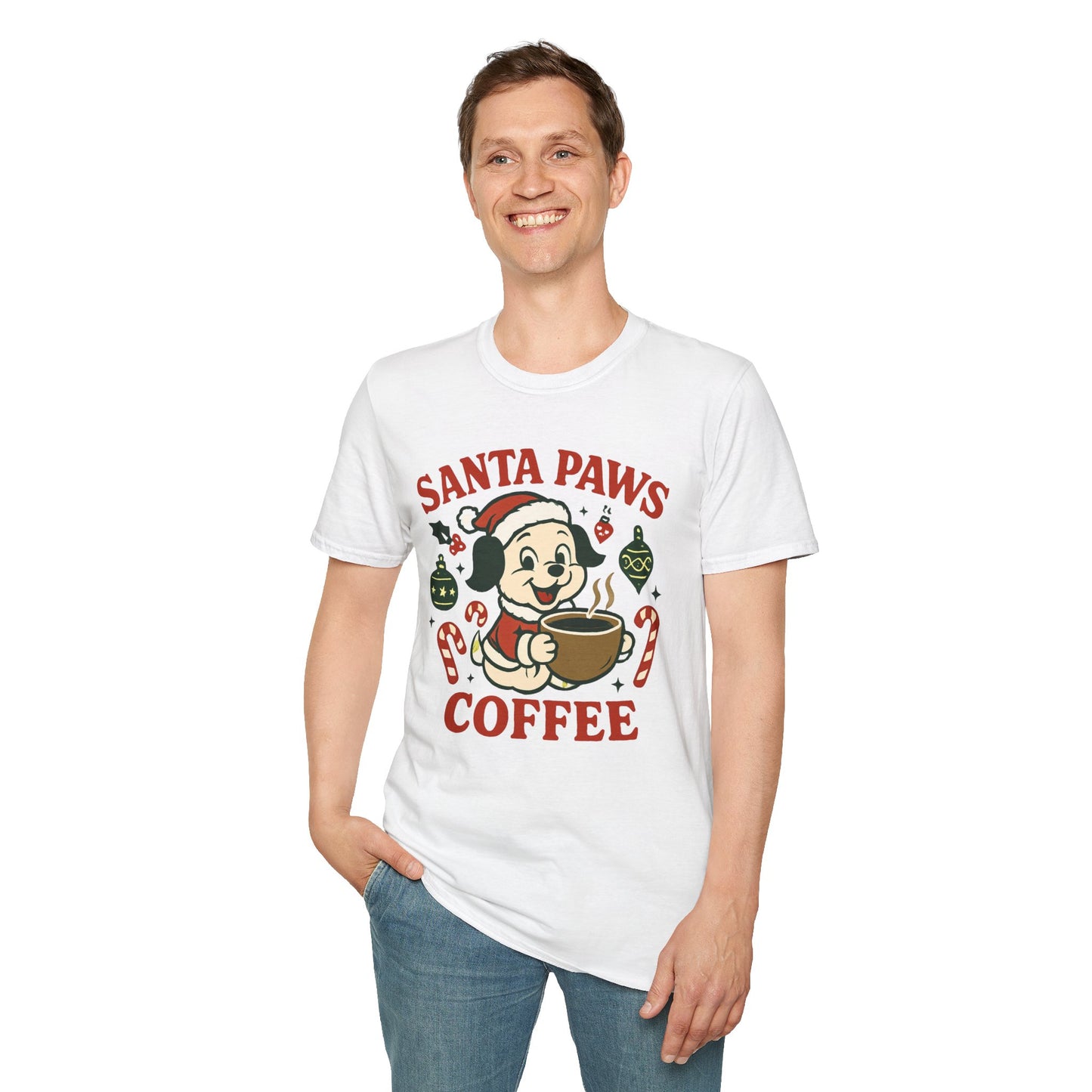 Santa Paws Coffee | Funny Dog Coffee Lover Christmas Unisex T-Shirt