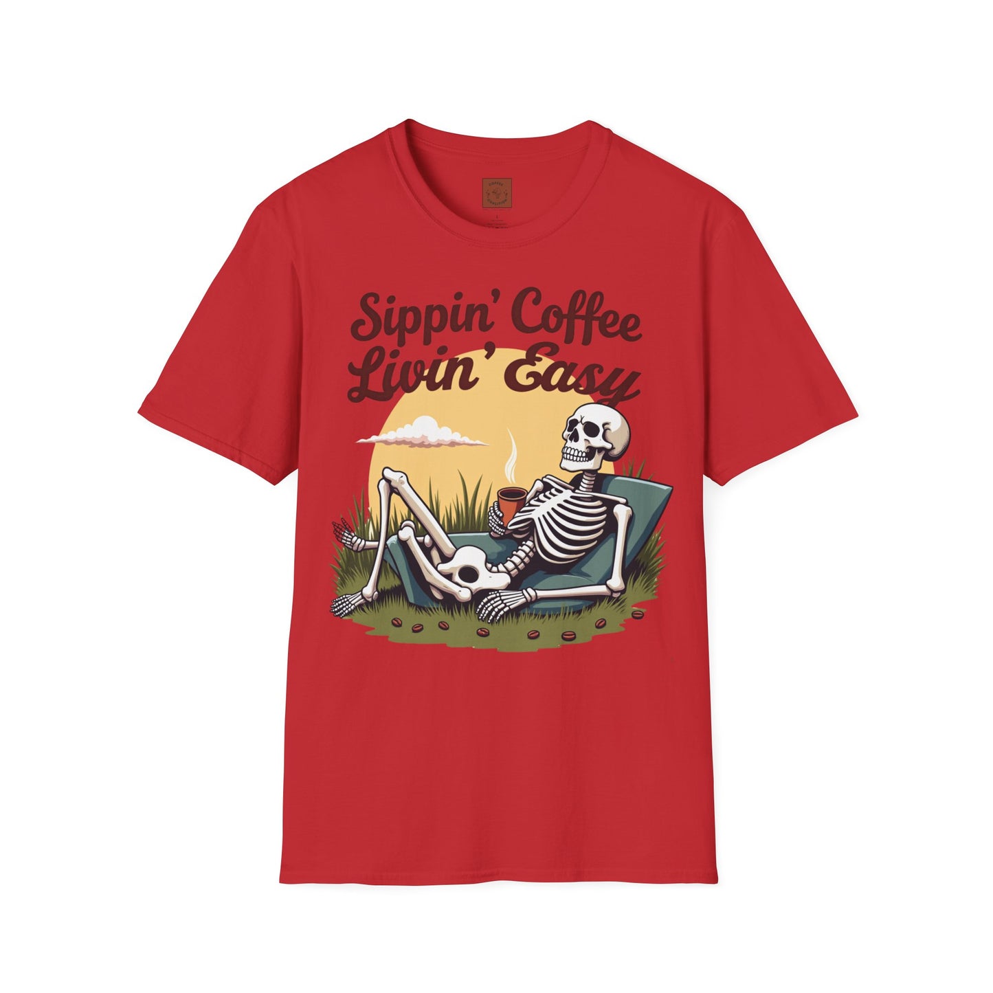 Sippin’ Coffee, Livin’ Easy | Chill Skeleton Coffee Tee