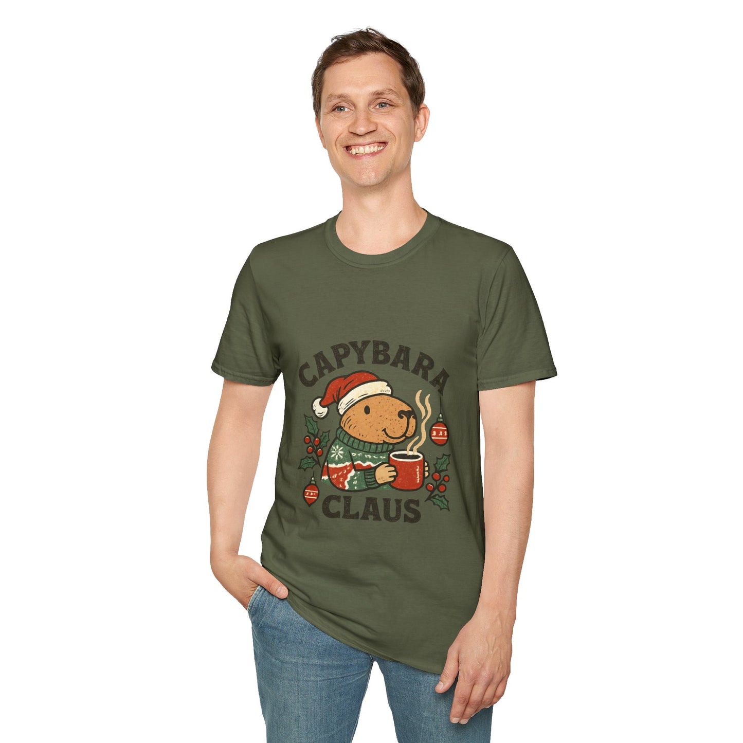 Capybara Claus | Funny Christmas Coffee Lover Unisex T-Shirt
