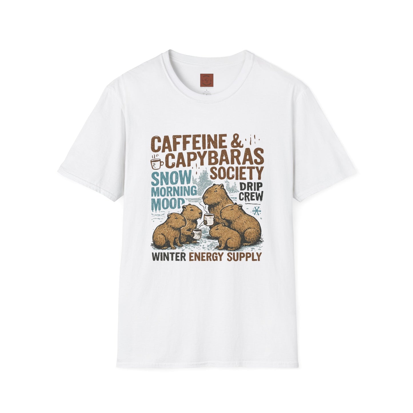 Caffeine & Capybaras Society | Funny Winter Coffee Lover Unisex T-Shirt
