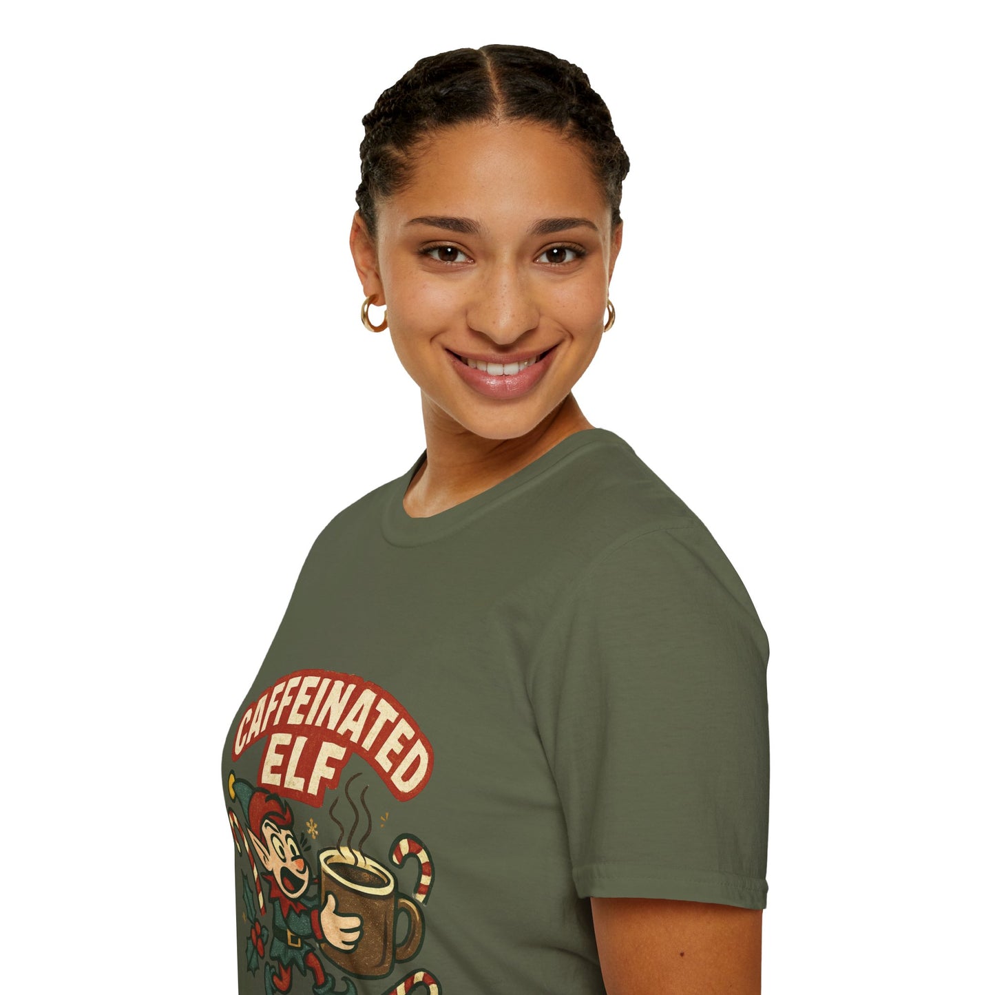 Caffeinated Elf | Funny Christmas Coffee Lover Unisex T-Shirt