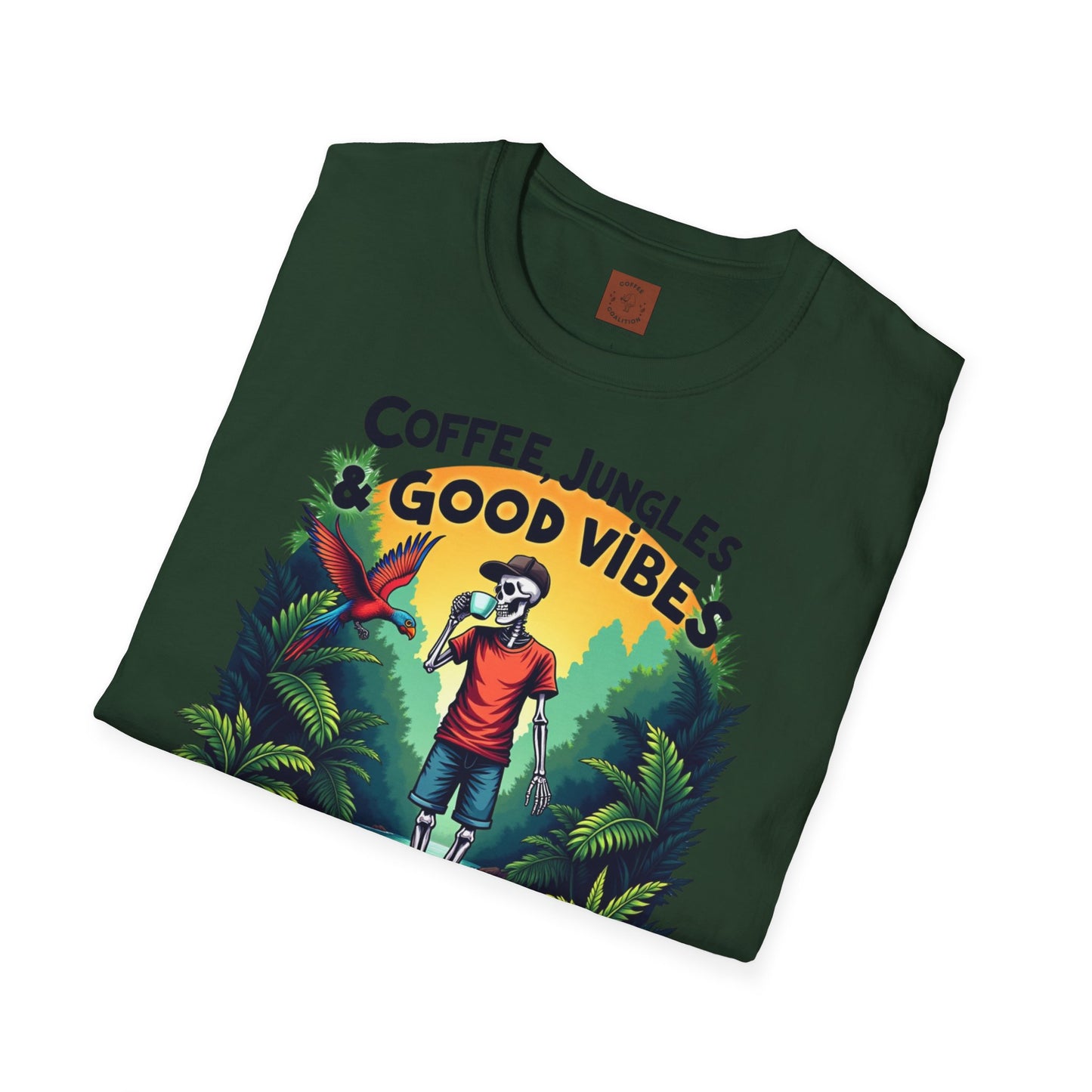 Coffee Jungles & Good Vibes | Funny Skeleton Coffee T-Shirt