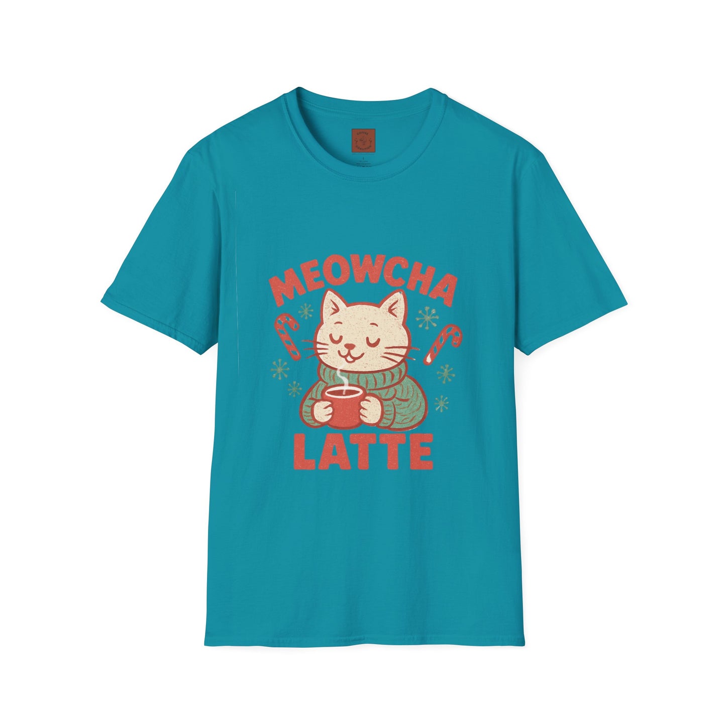 Meowcha Latte | Cozy Cat Christmas Coffee Lover Unisex T-Shirt